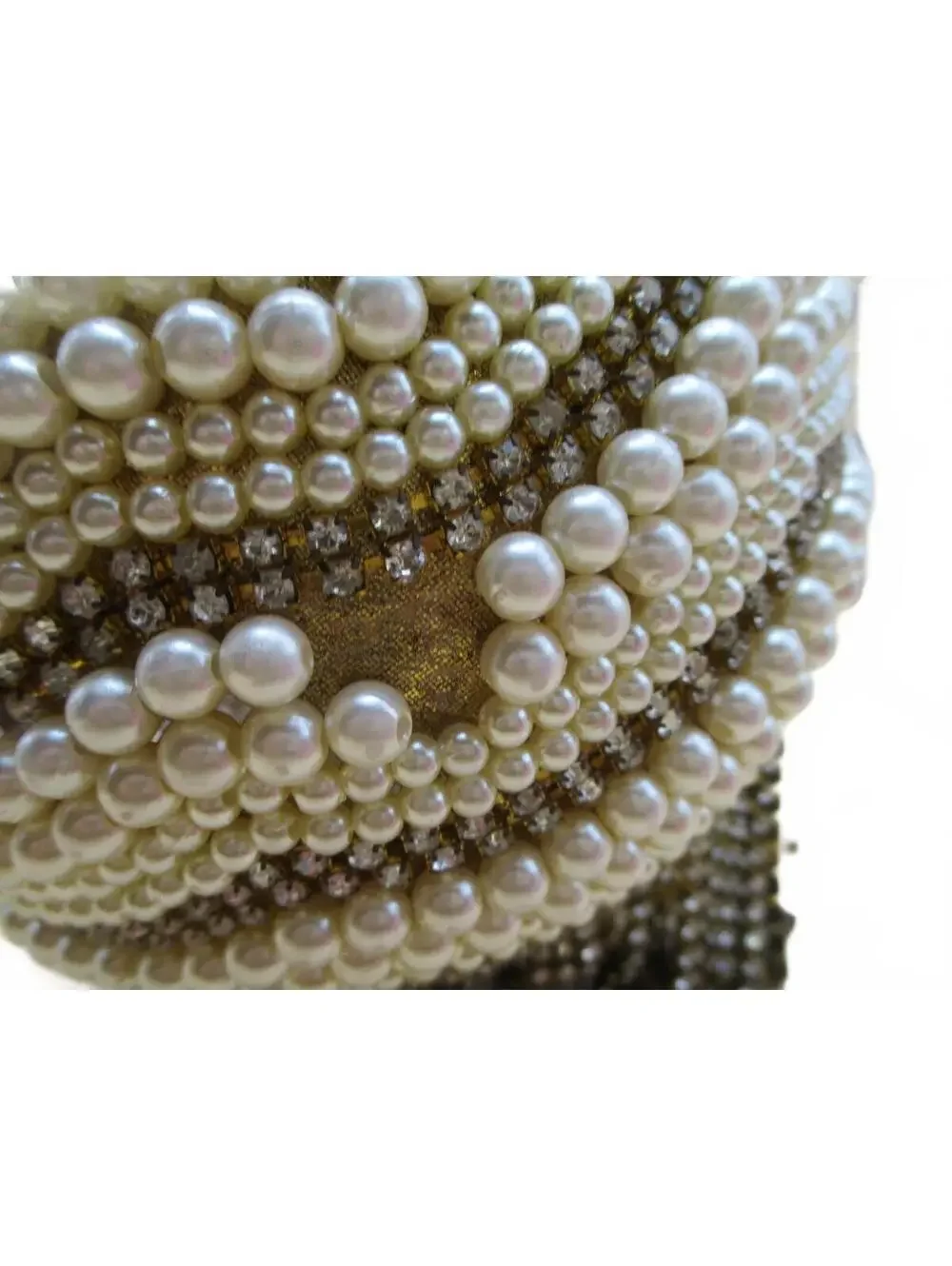 Vintage Pearl Cage Spherical Evening Bag Tassel Fringe Clutch Flawed